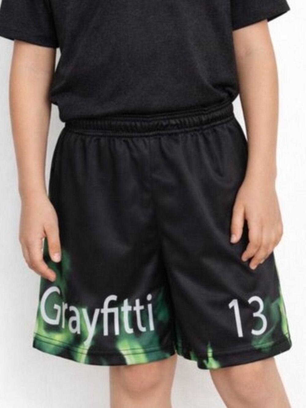 Y2K Boys Green Flame Graphic Athletic Shorts Size 10/12 – Sport + Stretch